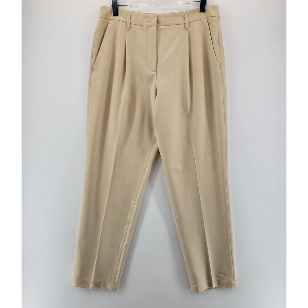 Dorothee Schumacher Pleated Pants‎ Women Large (4) Neutral Beige Wool Blend